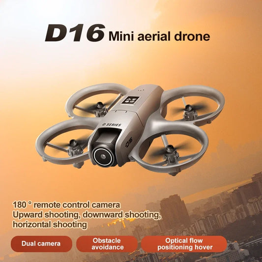 2025 D16 Mini Drone with 180° Electric Adjustable 4K HD Camera WiFi Light Flow Drone Pocket Obstacle Avoidance Rc Quadcopter Toy