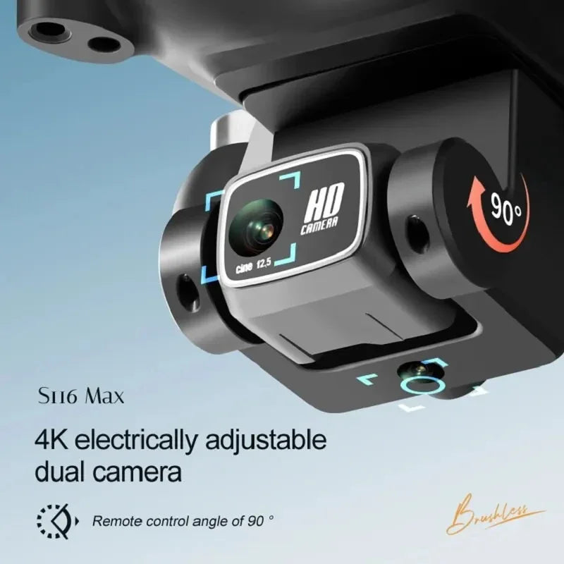 S116MAX 8K HD Drone Dual Camera 3 Batteries Optical Flow 360° Obstacle Avoidance WiFi FPV RC Quadcopter Toy Gift for Kids Adults