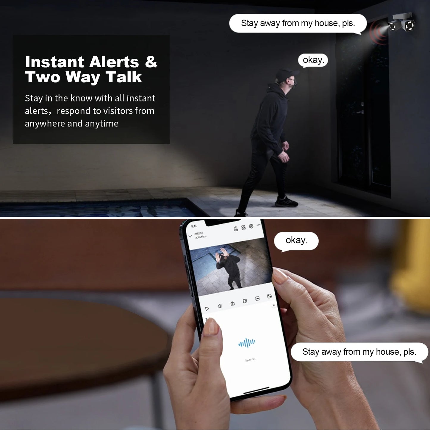 Dual Lens PTZ Security Camera with Motion Detection Two-Way Audio Color Night Vision for Home Security(Not Support 5G WIFI)