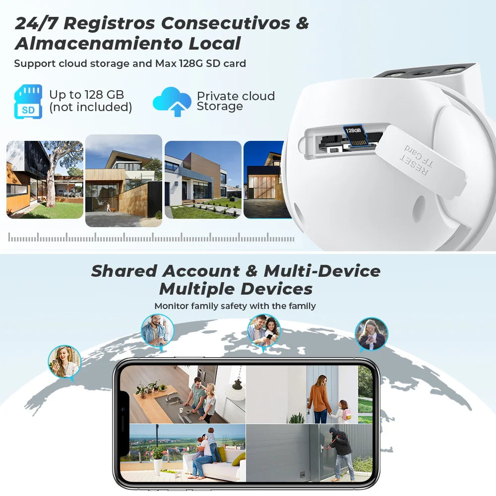 8MP 4K Outdoor Wifi Security Camera Dual Lens Dual Screens Video Surveillance Camera Home Smart Human Detection ICSEE APP