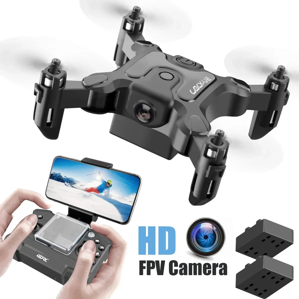 US.EU 4DRC V2 Mini Drone HD Camera WiFi Fpv Air Pressure Altitude Hold Black And Gray Foldable Quadcopter RC Drone Toy