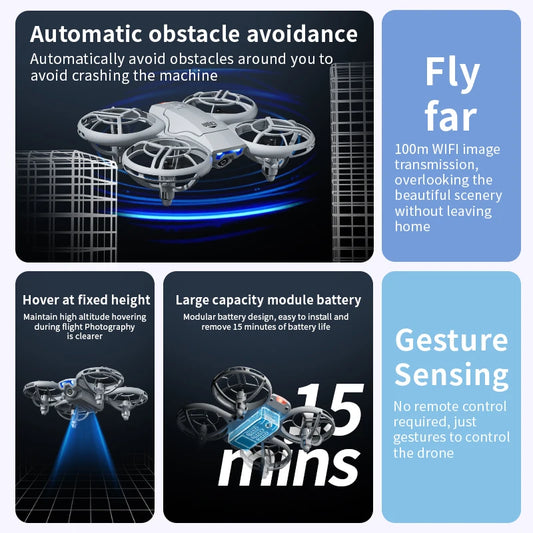 V8 Mini Drone 4K Profession HD Wide Angle Camera WiFi FPV RC Dron Height Keep Helicopter Foldable Quadcopter UAV Toys Gift