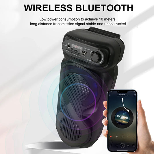 Bluetooth-Compatible Speaker Karaoke Speaker USB/TF Portable Boombox Remote Control Outdoor Speaker High Volume for Home Travel