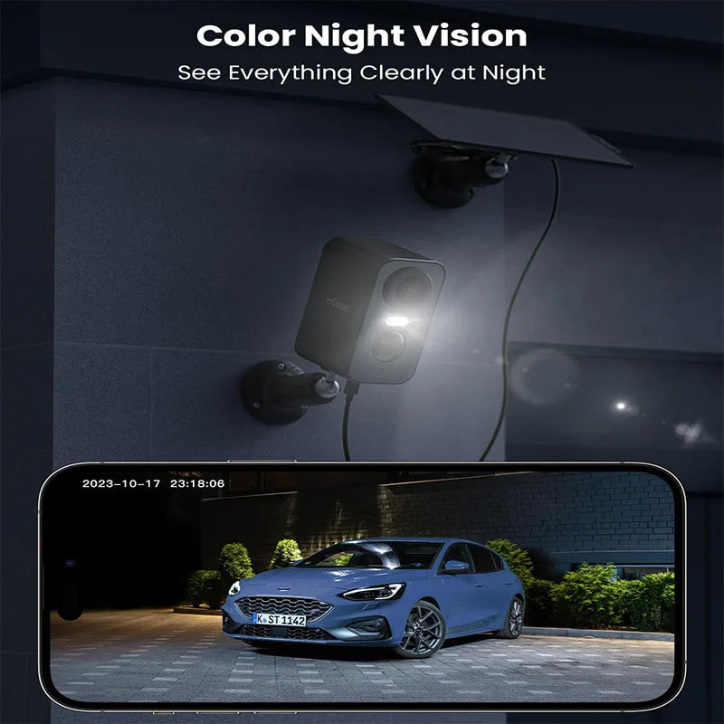 ieGeek 2K 3MP WiFiSolar Security Camera Outdoor Wireless with Color Night Vision, Camera Home Security Camera,Motion Detection