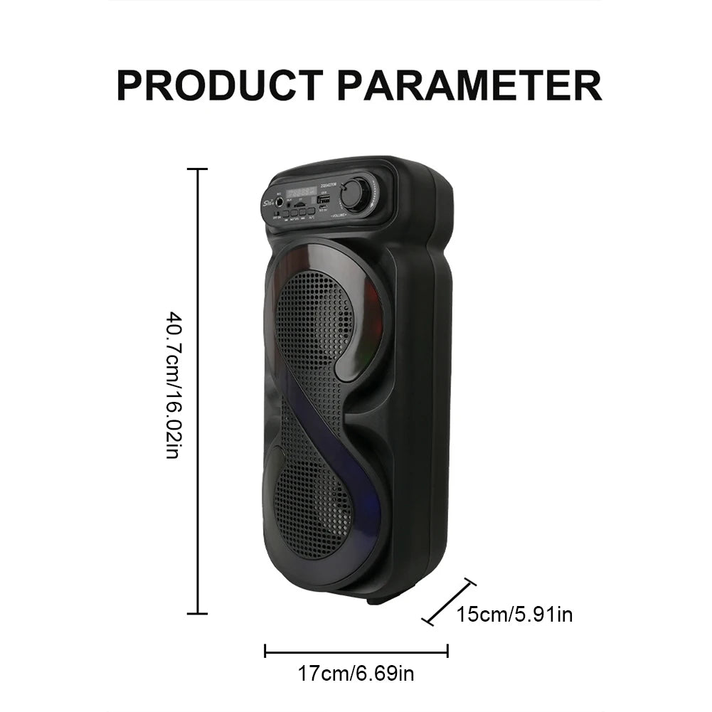 Bluetooth-Compatible Speaker Karaoke Speaker USB/TF Portable Boombox Remote Control Outdoor Speaker High Volume for Home Travel