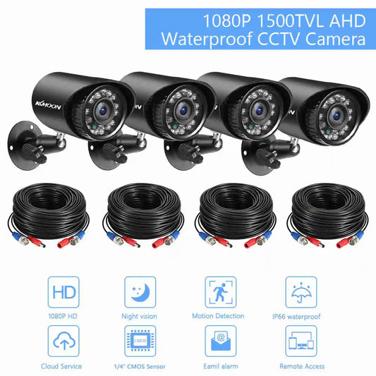 4Pcs 1080P 2MP Security Analog Cameras Outdoor Weatherproof CCTV Surveillance Camera With Infrared Night Vision Motion Detection
