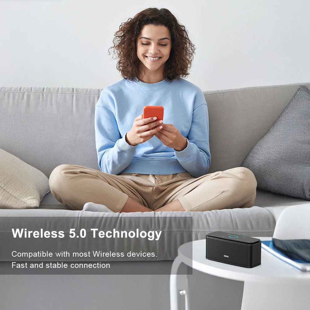 DOSS 12W Portable Speaker Bluetooth 5.0 Superior Sound Music Box Built-in Microphone Hands Free 20H Playtime Wireless Speakers
