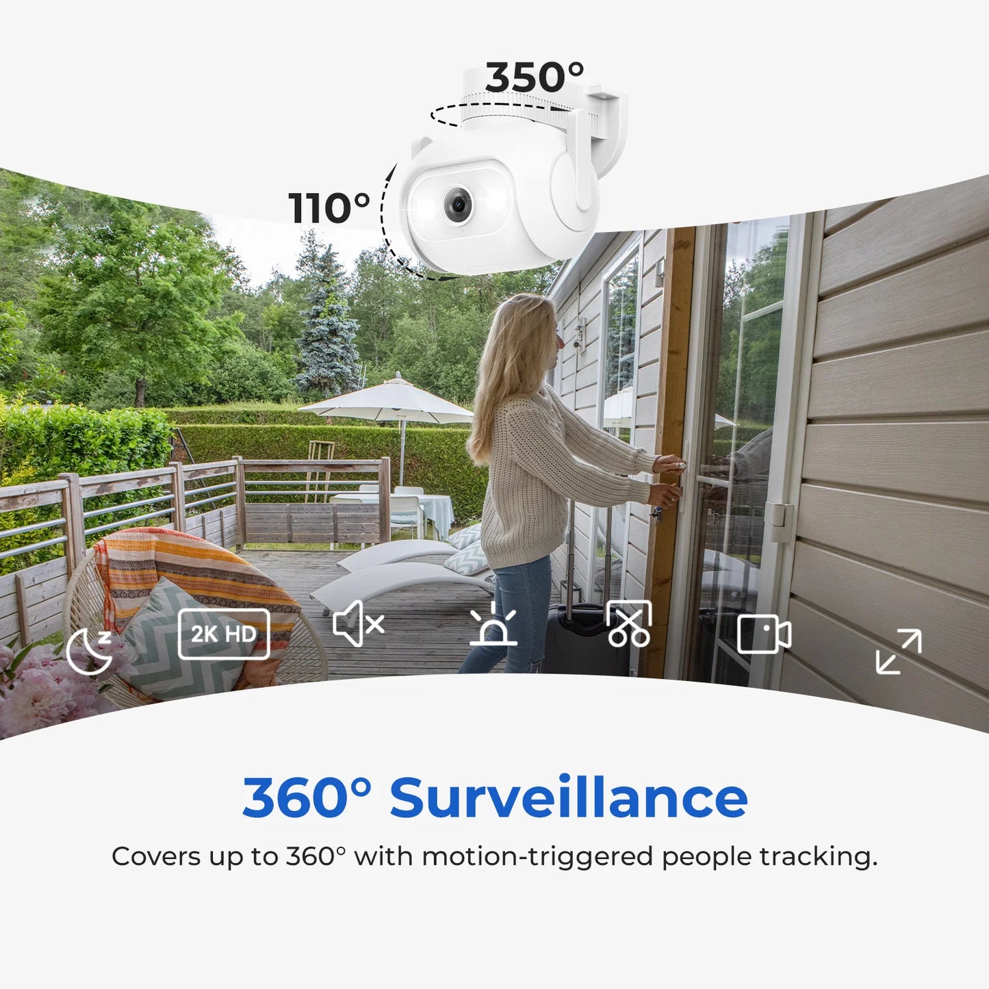 IMILAB EC5 Floodlight Camera 3MP 2K Outdoor Security Surveillance Color Night Vision  Human Tracking  360° PTZ Auto Deterrence