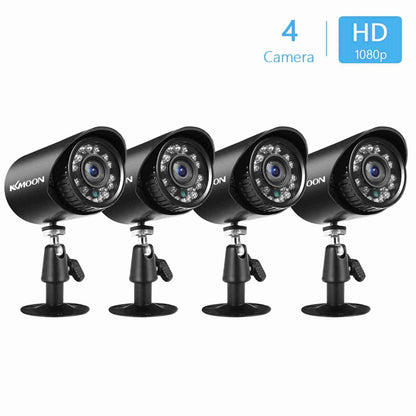 4Pcs 1080P 2MP Security Analog Cameras Outdoor Weatherproof CCTV Surveillance Camera With Infrared Night Vision Motion Detection