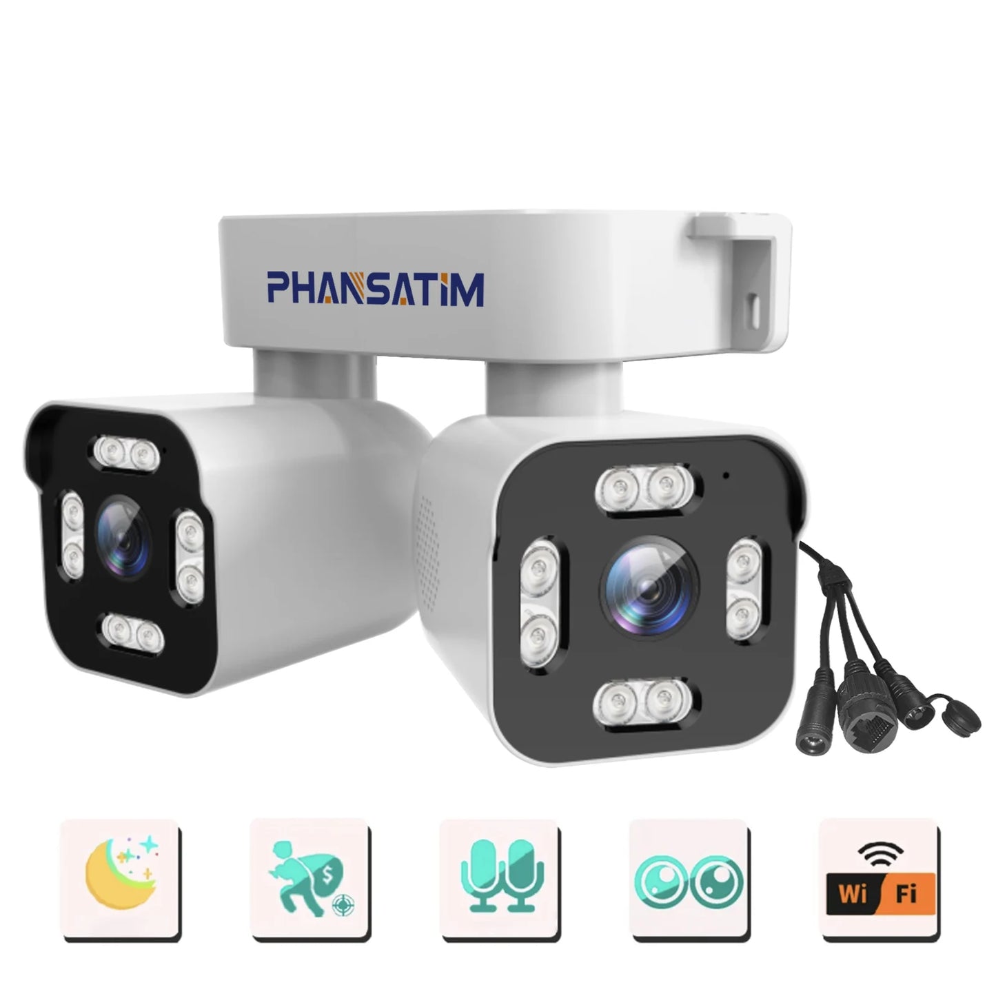 Dual Lens PTZ Security Camera with Motion Detection Two-Way Audio Color Night Vision for Home Security（Not Support 5G WIFI）
