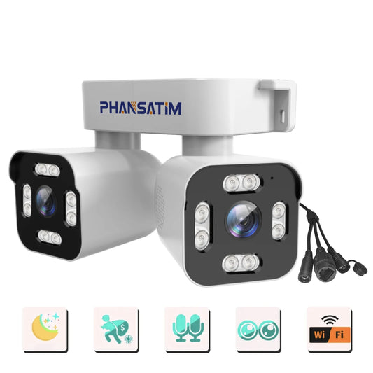 Dual Lens PTZ Security Camera with Motion Detection Two-Way Audio Color Night Vision for Home Security（Not Support 5G WIFI）
