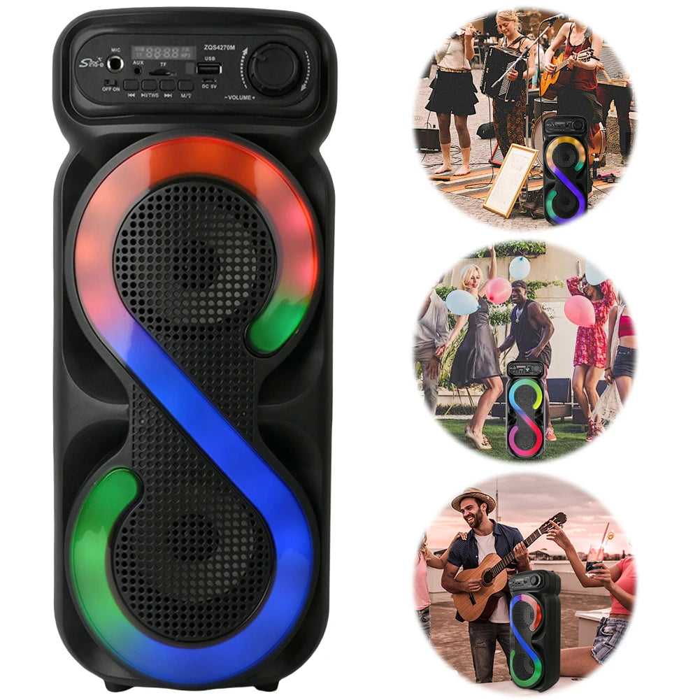 Bluetooth-Compatible Speaker Karaoke Speaker USB/TF Portable Boombox Remote Control Outdoor Speaker High Volume for Home Travel