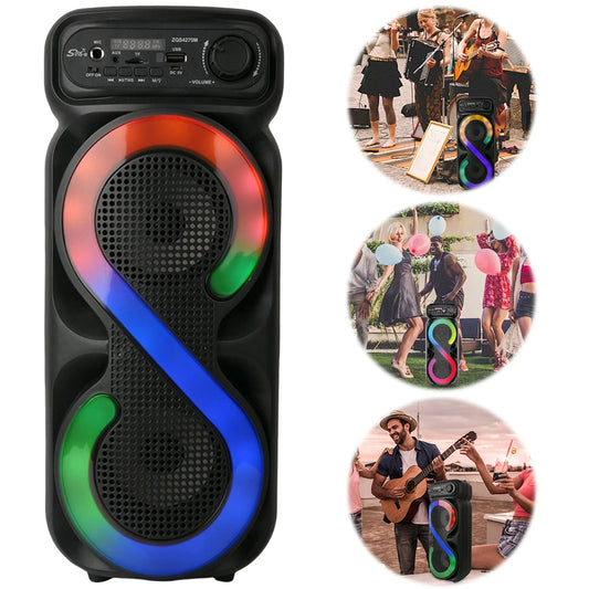 Bluetooth-Compatible Speaker Karaoke Speaker USB/TF Portable Boombox Remote Control Outdoor Speaker High Volume for Home Travel