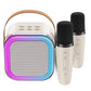 Bluetooth-Compatible 5.3 Karaoke Machine Toy with Wireless Mic Small Speaker Adjustable LED Lights for Home Karaoke