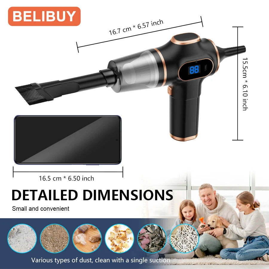 belibuy home appliance portable powerful handheld vacuum cleaner, long battery life suitable for cleaning car and home debris