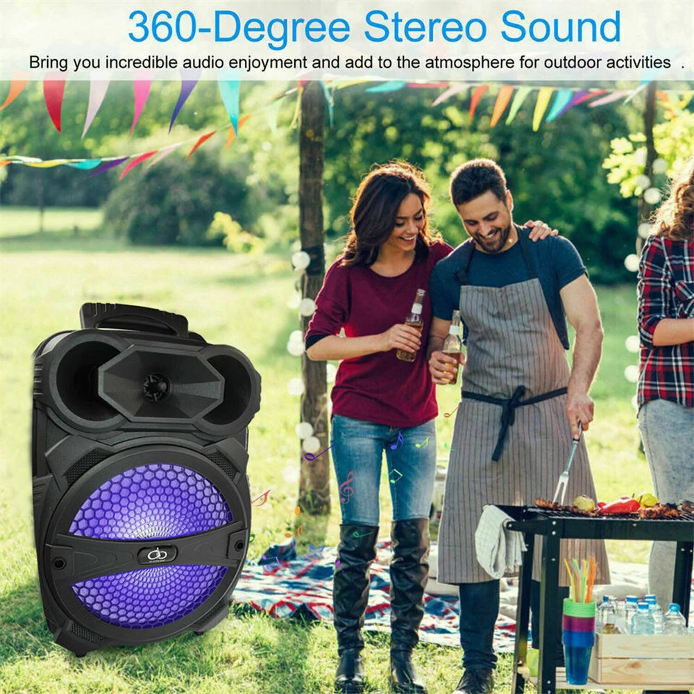 1000W Portable Wireless Bluetooth Speaker Big LED Light Stereo Tailgate FM Party Karaoke Subwoofer with MIc and Remote