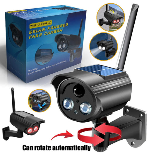 Outdoor Wireless Simulated Security Camera,Fake Solar Charging,Fake Camera, with AI Motion Detection,Red Flashing Light with LED