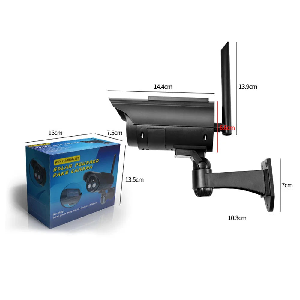 Outdoor Wireless Simulated Security Camera,Fake Solar Charging,Fake Camera, with AI Motion Detection,Red Flashing Light with LED