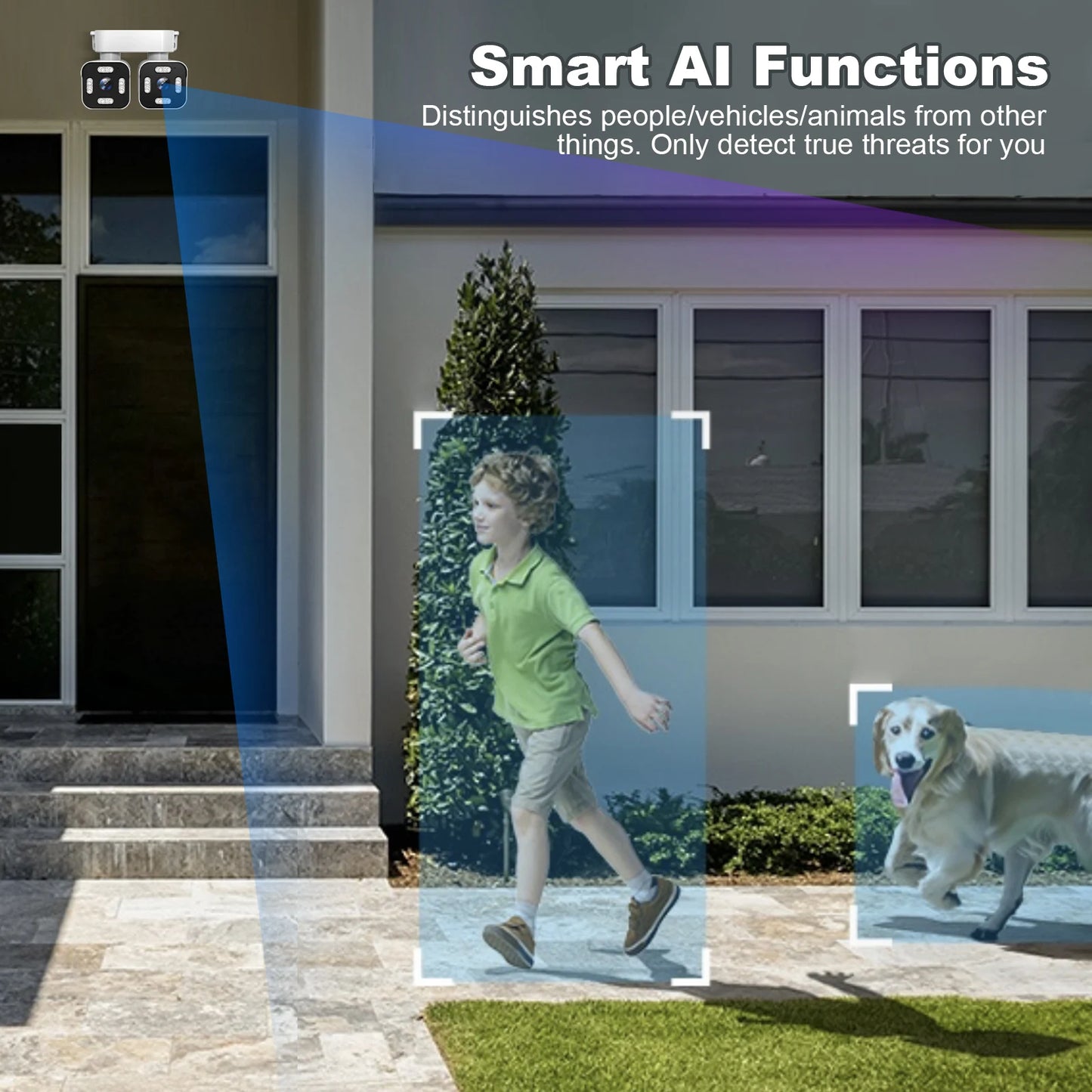 Dual Lens PTZ Security Camera with Motion Detection Two-Way Audio Color Night Vision for Home Security（Not Support 5G WIFI）