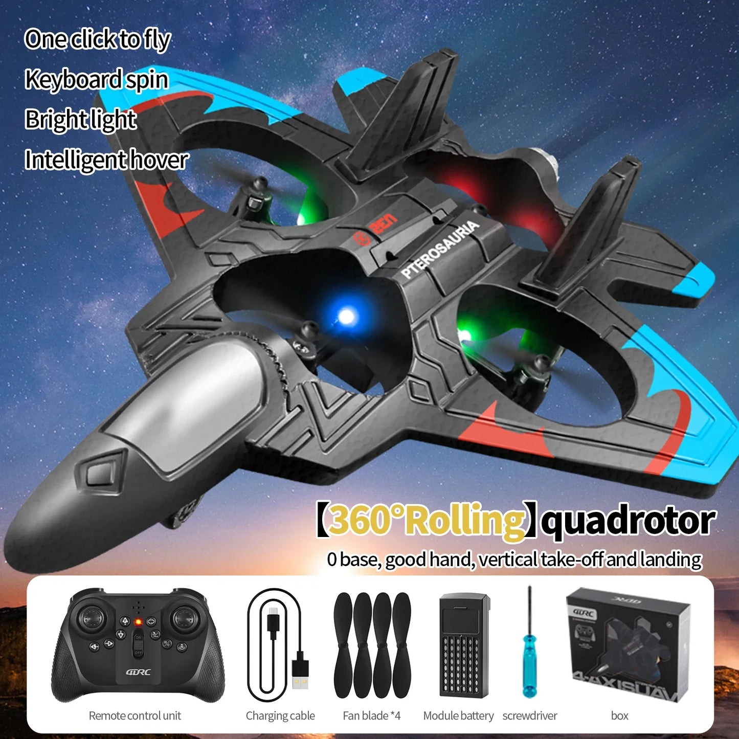 MINI V32 RC Plane Dron 2.4G EPP RC Airplane Remote Control Aircraft Glider with Light 360° Flip Foam Drone Toy for Boys Children