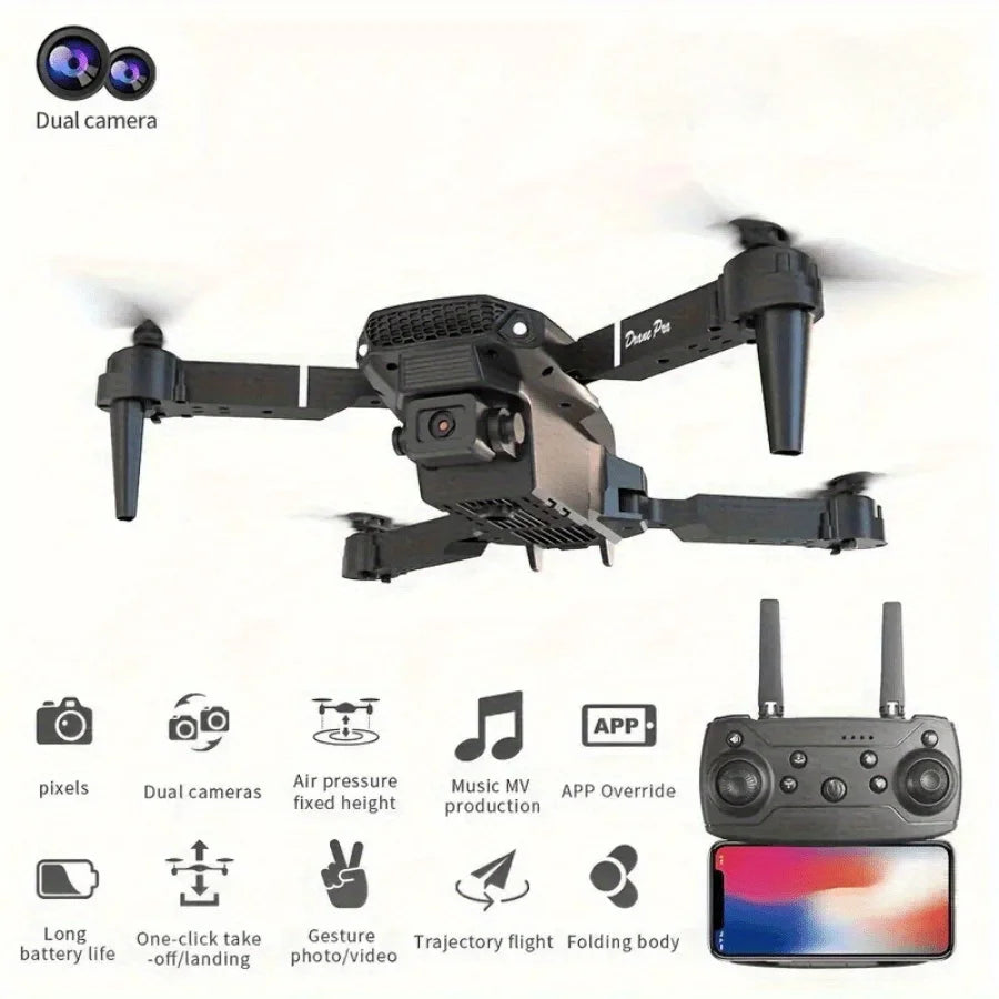 E88 HD Dual Camera Drone with WiFi FPV - Long Flight Time Beginner Drone,Auto Return,Foldable Thanksgiving Gift for Adults&Teens