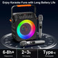 Karaoke Machine with 2 Wireless Microphones, Portable Speaker with LED Lights for Kids and Adults, Supports Bluetooth/USB/TF/AUX