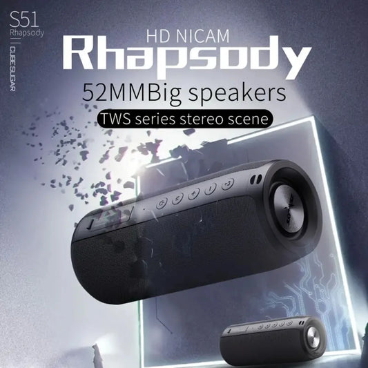 ZEALOT S51 Powerful Wireless Speaker Bass, Wireless Portable Subwoofer IPX5 Waterproof 10W Sound Box Support TF U Disk AUX For H