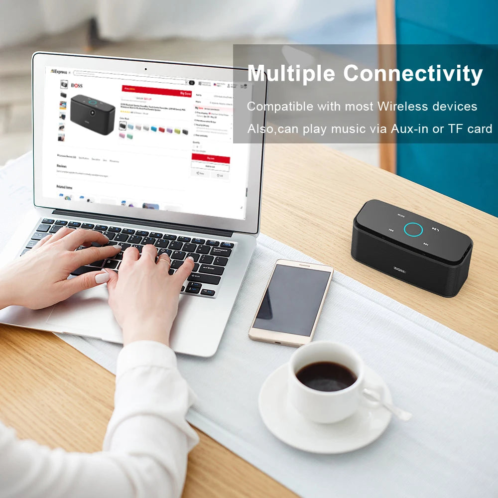 DOSS 12W Portable Speaker Bluetooth 5.0 Superior Sound Music Box Built-in Microphone Hands Free 20H Playtime Wireless Speakers